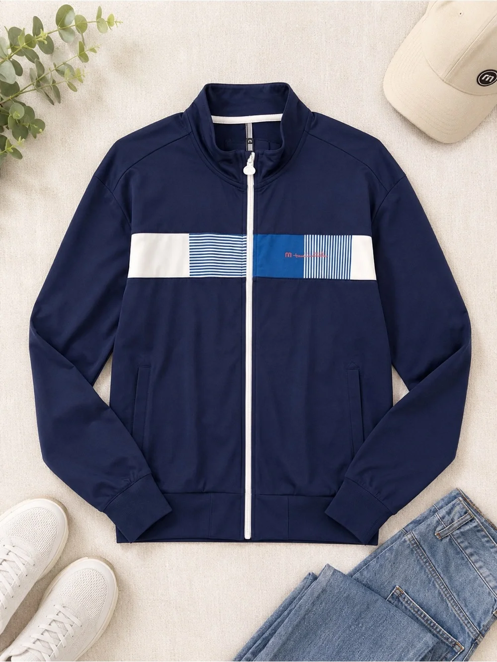 TravisMathew Navy Full Zip Golf Jacket Large Performance Stretch